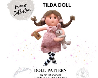 Tilda Doll Pattern for Body and Clothes, size 35 cm (14 inches)- PDF Instant Download