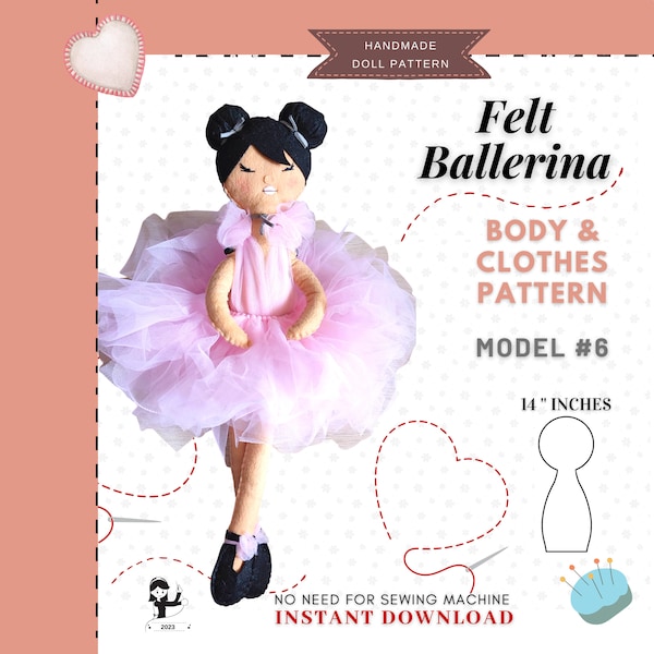 Filz Ballerina Schnittmuster Körper & Kleidung, Sofort Download