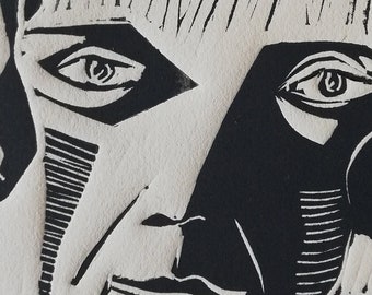 Jean Rhys. Original print graphic. linocut.