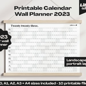 2023 Wall Planner | Printable Wall Calendar | Landscape & Portrait Yearly Wall Calendar | A0 A1 A2 A3 A4