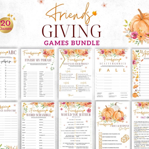 Friendsgiving Games Bundle Printable Thanksgiving Games Etsy Friendsgiving Games Bundle Printable Thanksgiving Games Etsy