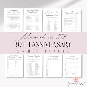 30th Wedding Anniversary Games Bundle Married in 1995 | Anniversary Party Gift | Minimalist Design Over 12 Fun Party Printable Games!