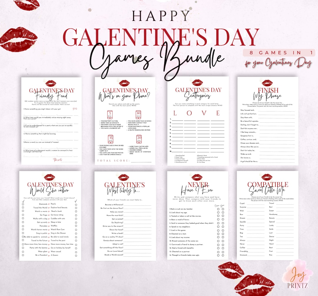 Galentines Games Bundle Printable Galentines Games Galentine s Day