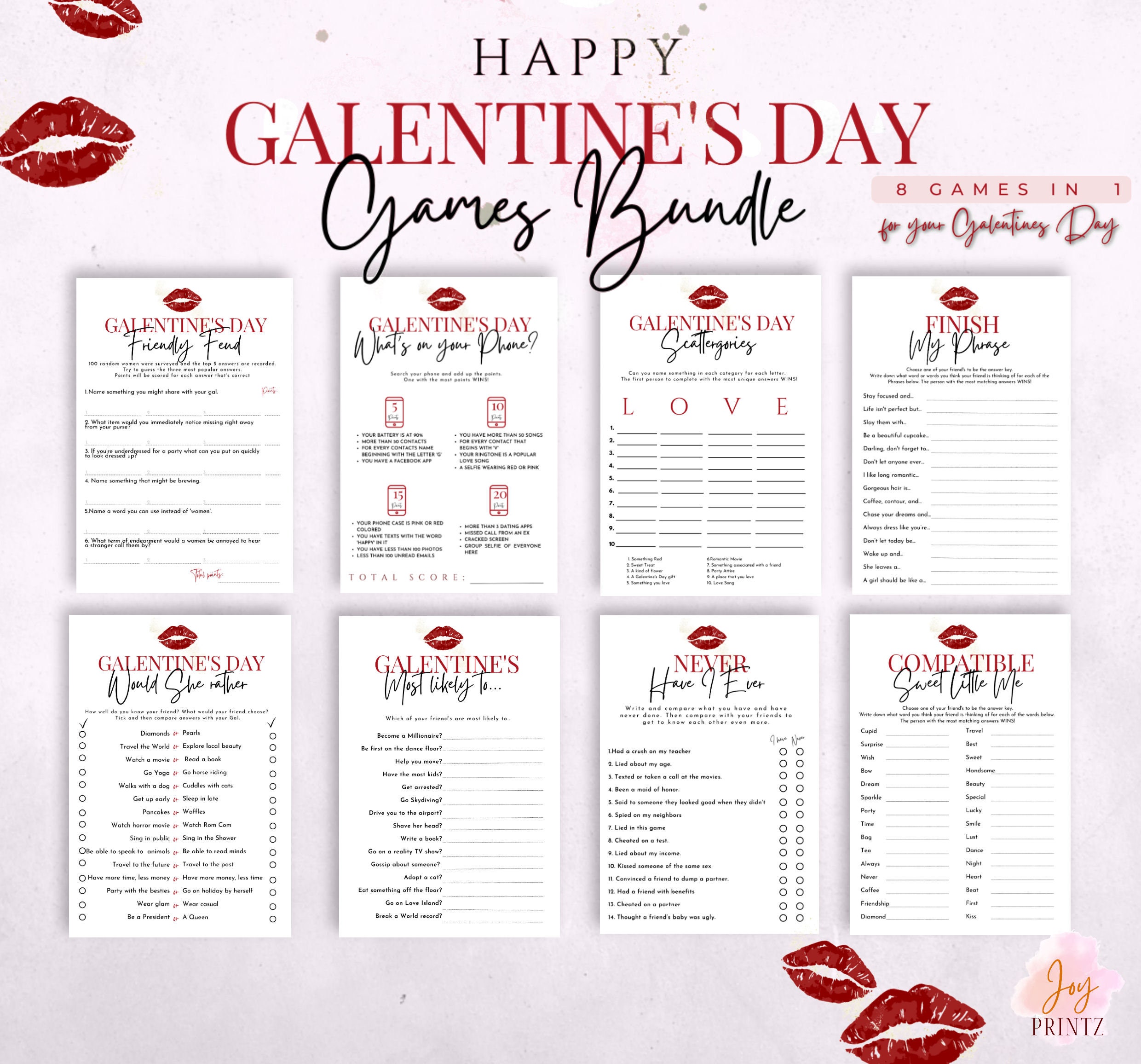 Galentines Games Bundle Printable Galentines Games Galentine #39 s Day