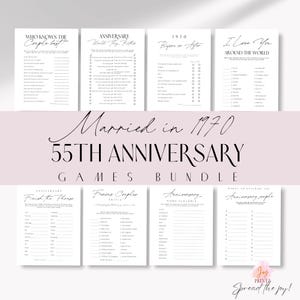 55th Wedding Anniversary Games Bundle Married in 1970 | Anniversary Party Gift | Minimalist Design Over 12 Fun Party Printable Games!