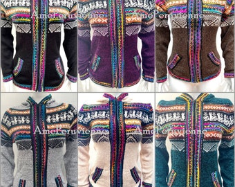 Peruanische Alpaka-Pullover für Frau Traditionelles Design Pullover Geschenk für Sie Hypoallergene wärmeregulierende Alpaka-Strickjacke