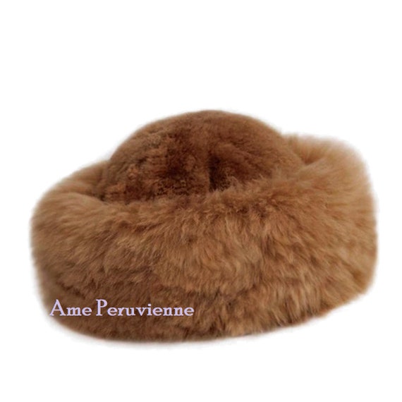 PREMIUM 100% Brown Peruvian Baby Alpaca Unisex Fur Hat  display picture 3