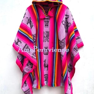 Alpaca Poncho for men and woman, poncho alpaca wool, peru, poncho for winter, shawl ethnic, peruvian ponchos Fucshia