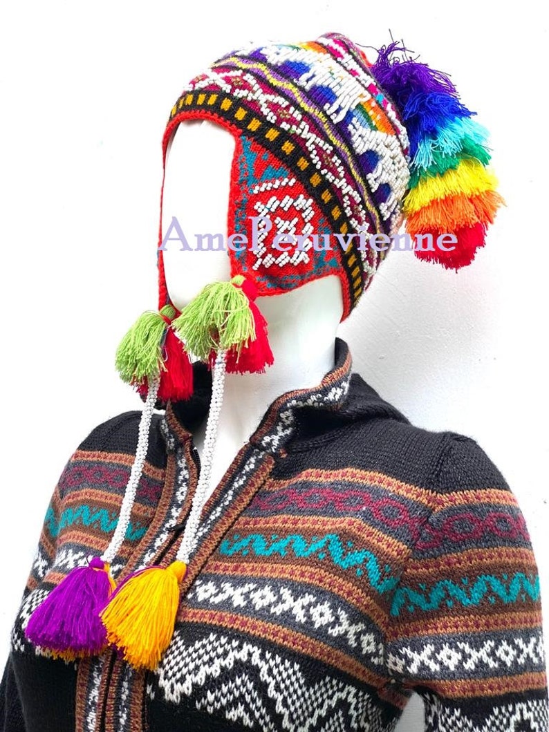 Genuine Peruvian Hat, Unisex Peruvian Hat, Handknitted, Colorful Hat