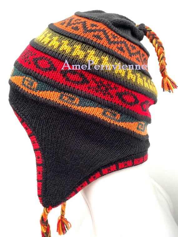 Vintage Peruvian 100% Alpaca Hat Double-sided Alpaca Hat in 100 per Cent Baby Alpaca Wool  main image 4