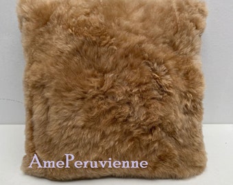 Beige Alpaca pillow, Alpaca fur , Baby Alpaca Fur Cushion Covers, pillow cover of one side in diferents sizes.
