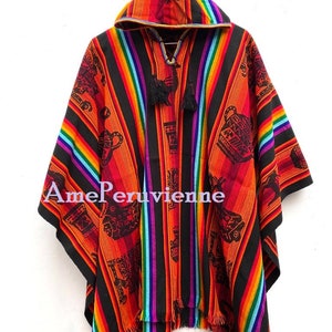 Alpaca Poncho for men and woman, poncho alpaca wool, peru, poncho for winter, shawl ethnic, peruvian ponchos Black with Red