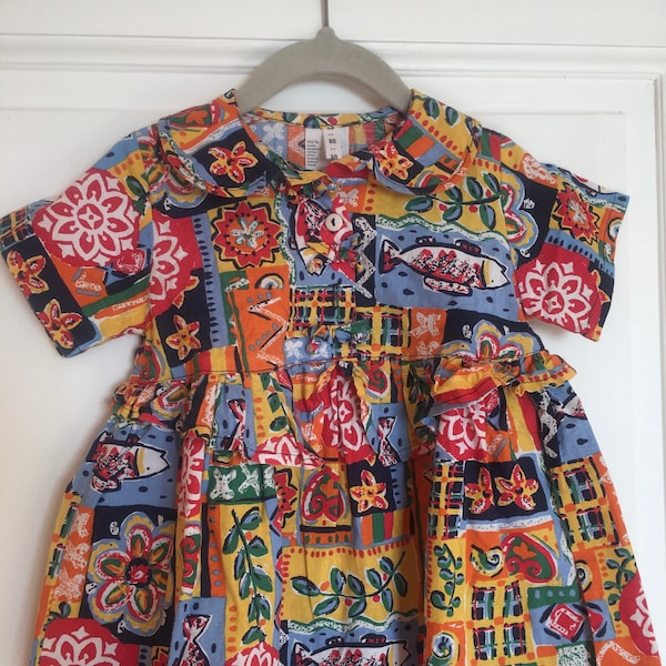 Robe d'été vintage multicolore 12/18 mois