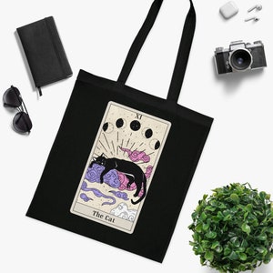 The Cat Tote Bag / Cotton Tote Bag / Tarot Bag / Tarot Tote / Funny Tarot / Shopping Bag / Witchy / Witchy Gift