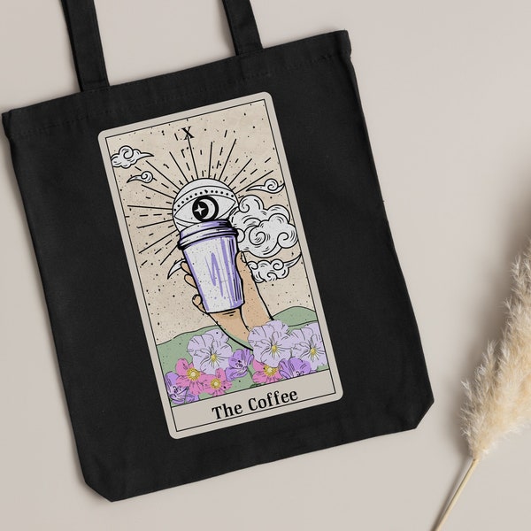 The Coffee Tote Bag / Cotton Tote Bag / Tarot Bag / Tarot Tote / Funny Tarot / Shopping Bag / Witchy / Witchy Gift