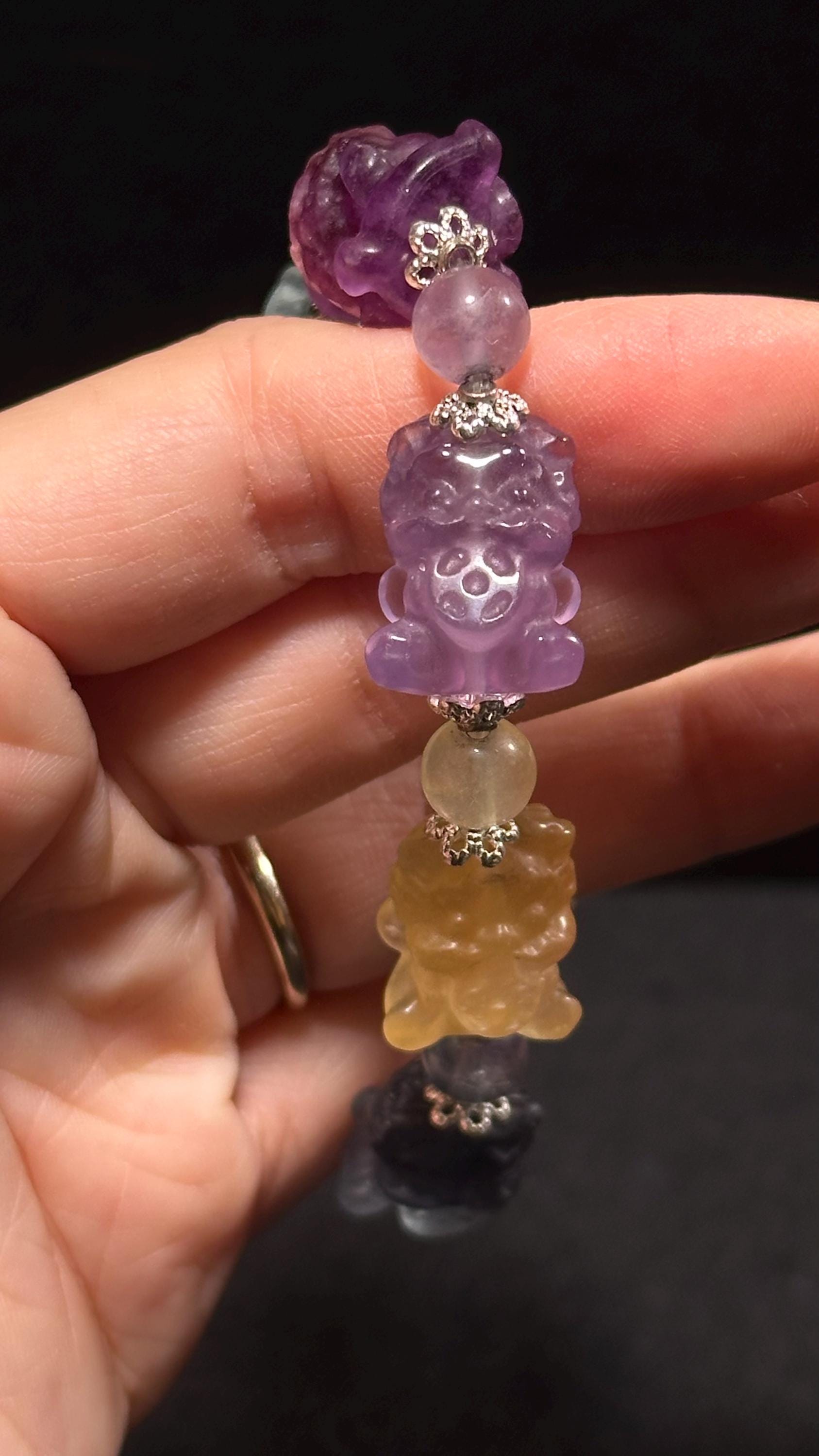 天界の幸運の守護者 | 蛍石彫刻の貔貅ブレスレット - Etsy 日本