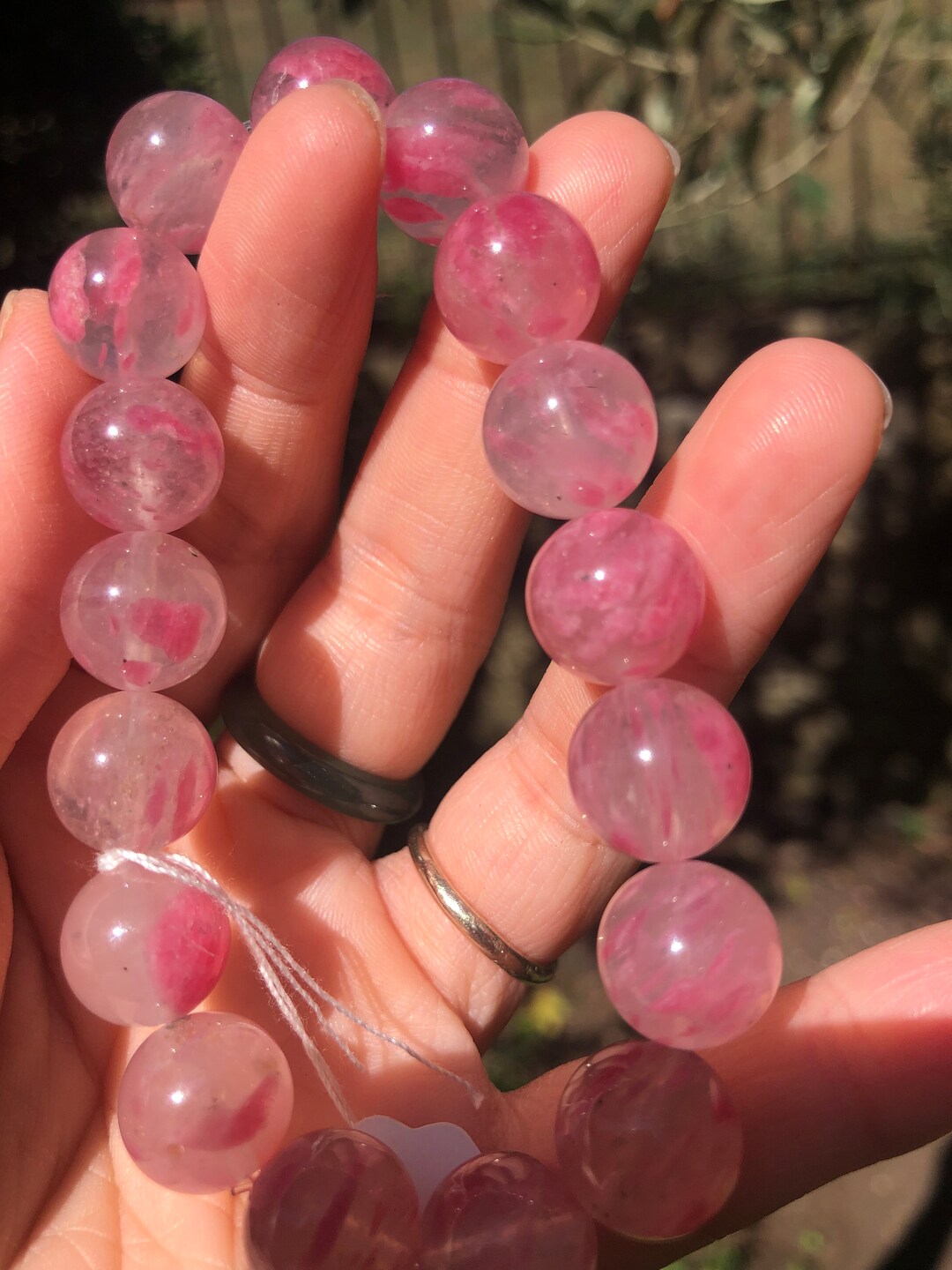 Rare Sakura Rhodonite Beaded Bracelet/natural Cherry Blossom Pink ...