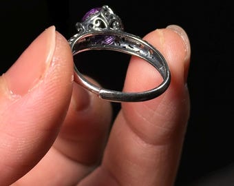 きらめく静寂 | アメジストの調節可能なリング - Etsy 日本