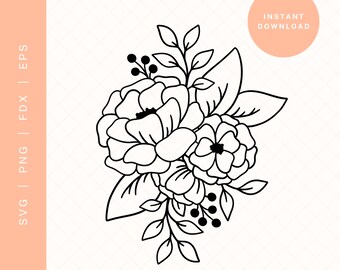 Flower Bouquet SVG | Floral Clipart, Cricut, Silhouette (Digital Download)