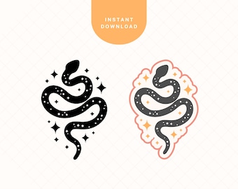 Serpiente mágica SVG / Imágenes prediseñadas místicas para Cricut, Silhouette (Descarga digital)