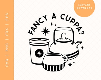 Frase sobre el té SVG / Imagen prediseñada de "Me apetece una taza de té" para Cricut (Descarga digital)