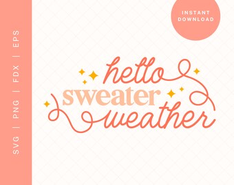 Hallo Pullover Wetter SVG | Herbst Clipart, Cricut Silhouette (digitaler Download)