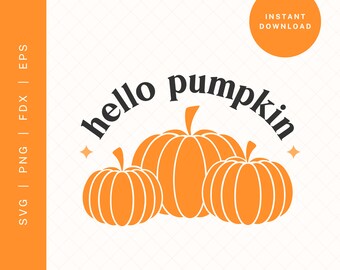Olá Abóbora SVG | Clipart de Outono, Halloween PNG (Download Digital)