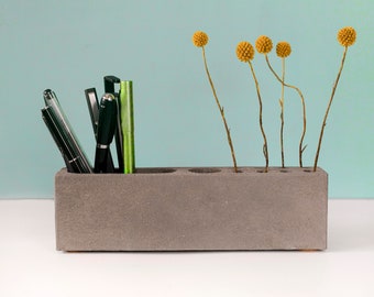 Concrete Office Table Organizer, Cement Pencil Cup, Concrete Pen Holder,  Beton Office Organization, Modern Office, Minimalist Decor