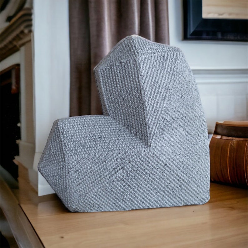 Concrete Geometric Gray Heart Statue, Home and Living sculpture image 5