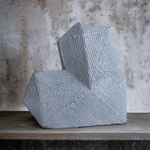 Concrete Geometric Gray Heart Statue, Home and Living sculpture image 8