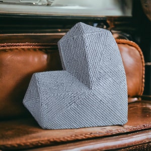 Concrete Geometric Gray Heart Statue, Home and Living sculpture image 6