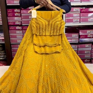 New turmeric yellow colour chikankari lehenga choli for haldi function wear party wear dress lehenga for bride lehenga choli for bridesmaid