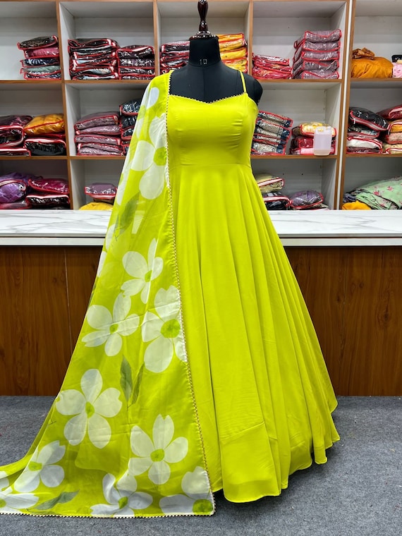 Green Nack Embroidered Anarkali Gown With Heavy Dupatta – Shivansh Fab