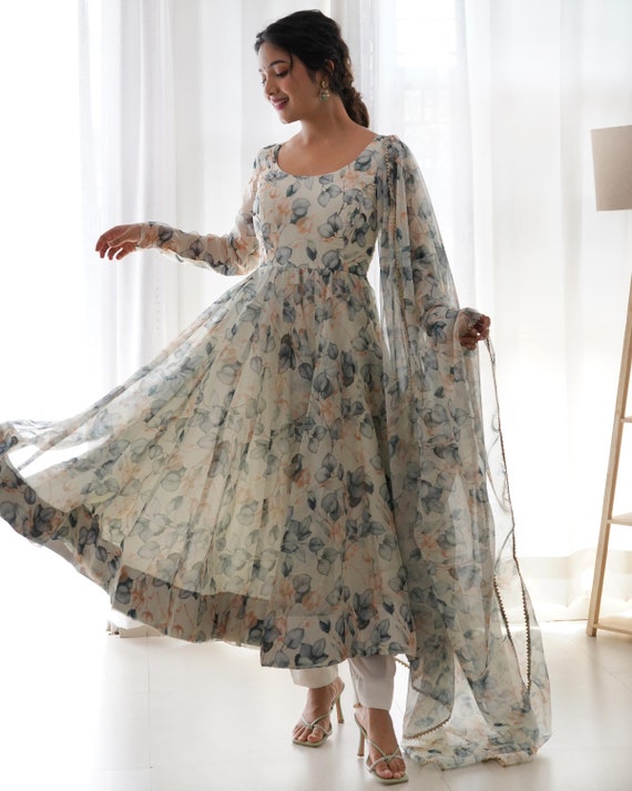 Anarkali dress white 2025