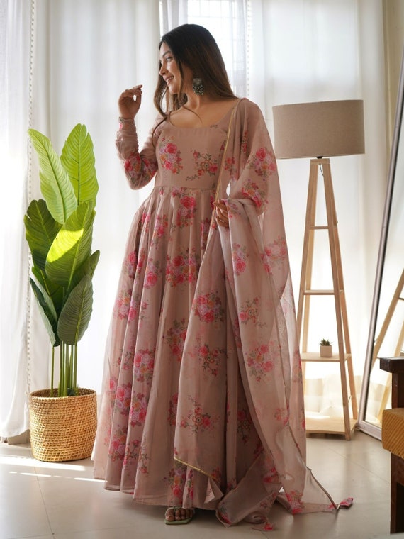 Printed anarkali deals gown