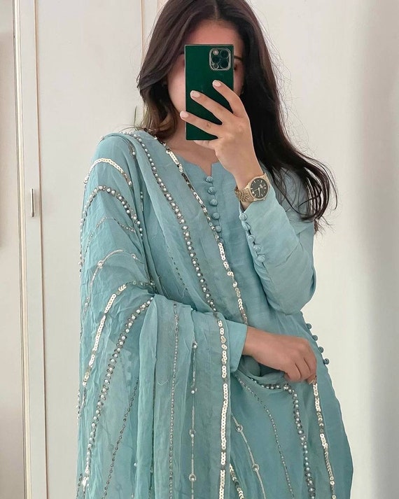 Indian Designer Muslim Women Pakistani Salwar Kameez Suit Party Wear Hijab  Dress | eBay