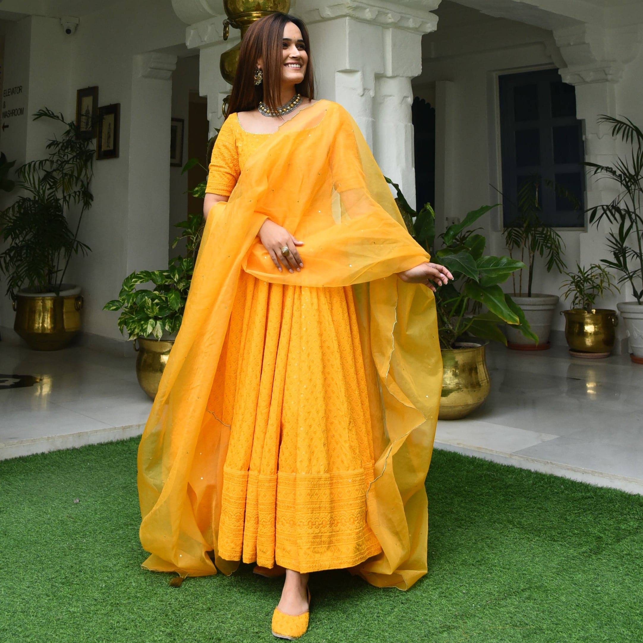 Yellow colour hotsell anarkali
