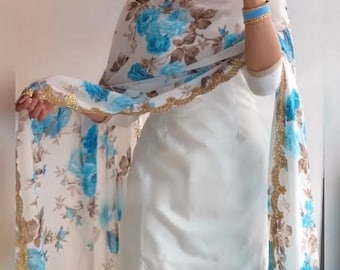 Designer white punjabi suit,Georgette patiala suit,indian ethnic wear,indian wear dress,indian suit set,pakistani suit set,designer dress