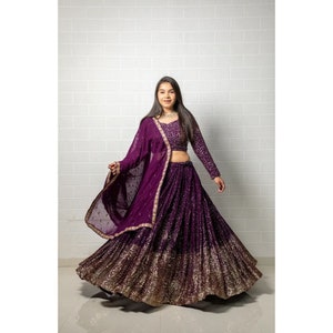 Designer magenta purple lehenga  with unique style work heavy blouse available in two colours party wear dress ring ceremony dress choli