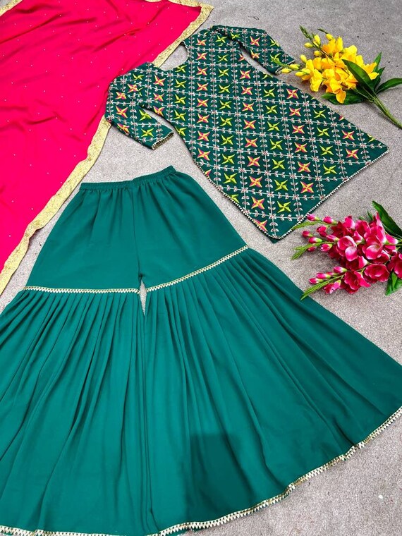 Amazon.com: Pakistani Muslim Wear Designer Stitched Salwar Kameez Plazzo  With Dupatta Dresses (Choice 1, Customize Stitch) : Clothing, Shoes &  Jewelry
