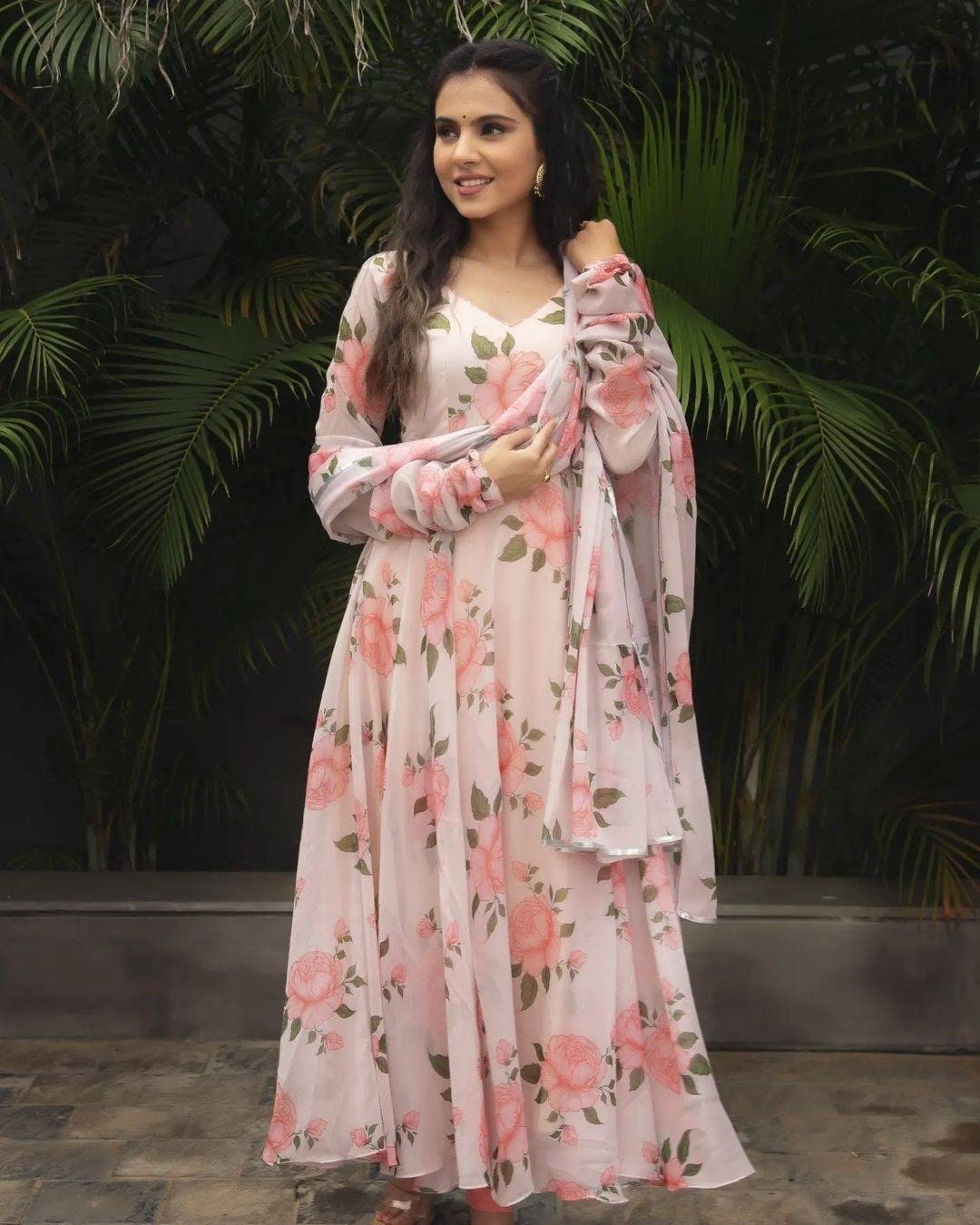 Floral anarkali shop dress