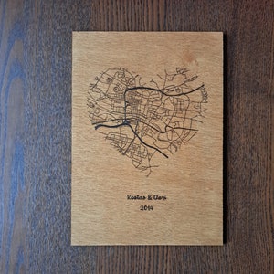 Cadeau d'anniversaire personnalisé - carte de l'endroit où vous vous êtes rencontrés