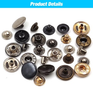 50set Snap Fasteners Metal Snaps Press Button Studs Kit d'outils d'installation en option pour la maroquinerie Vêtements Vêtements Sacs Chaussures image 4