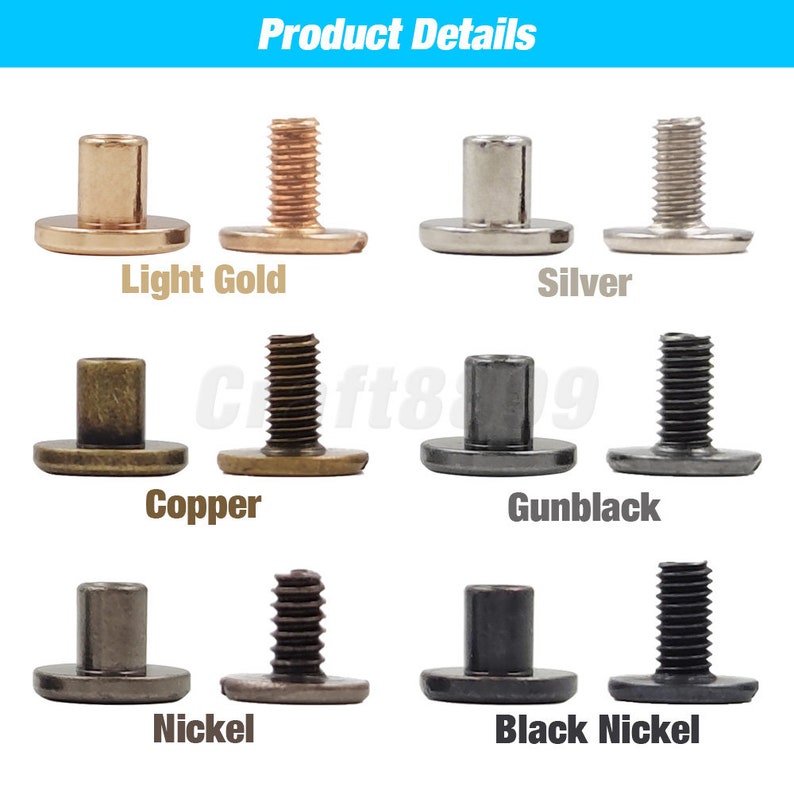 10sets Metal Solid Screw Nail Rivet Double Curved Head Belt Strap ...