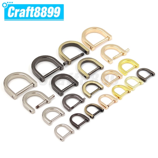 1pcs 10mm-20mm Metal D Ring Buckle Shackle Clasp Detachable Open Screw For Leather Craft Bag Strap Belt Handle Shoulder Webbing