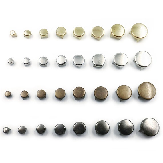 100Pcs/Set 6mm-12mm Metal Round Double Cap Rivets Studs Nail For Leather  Craft Accessories Repair