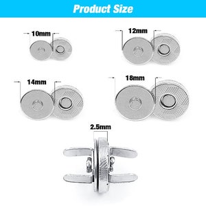 10 sets/partij 10mm-18mm Magnetische Knop Zakken Portemonnee Knoppen Magneet Gesp Metalen Snaps Magnetische Sluiting Installatie mallen Machine afbeelding 3