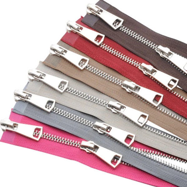 Metal Teeth Zipper Colorful High Quality Open-end Double Sliders Silver Metal Zipper DIY Handcraft For Cloth Pocket Garment All Size