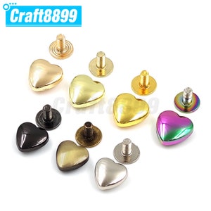 Juego de 10 tachuelas de remache de tornillo de Metal con forma de corazón de 10/14mm, tornillos para uñas para Leathercarft, cinturón para ropa, cartera, bolso, accesorios de decoración