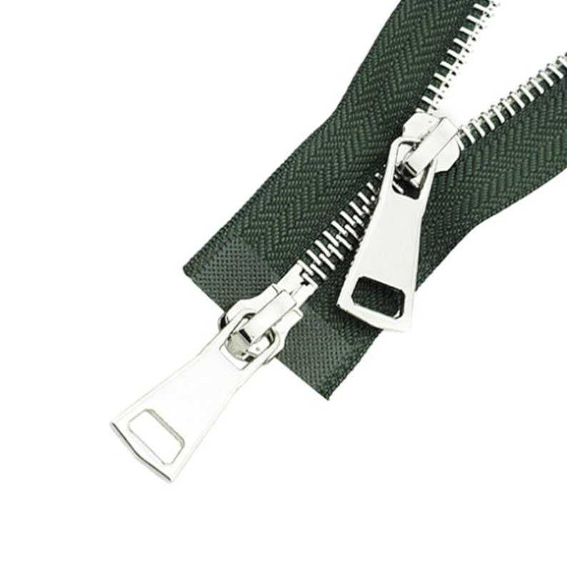 30/40/50/60/70/80cm 5 Coloré Haute Qualité Ouvert Double Sliders Argent Métal Zipper DIY Handcraft Pour Tissu Pocket Garment image 7